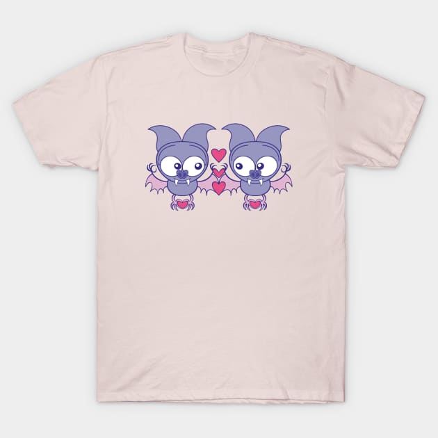 Couple of cute bats madly falling in love T-Shirt by zooco